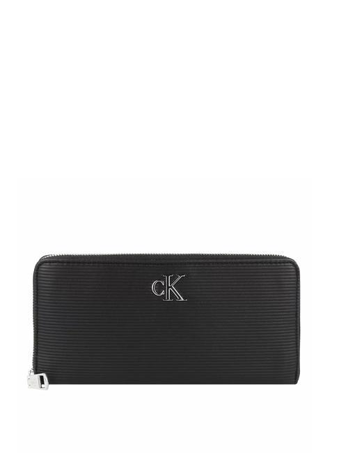 CALVIN KLEIN CK JEANS Minimal Monogram  Geldbörse mit umlaufendem Reißverschluss Schwarz - Brieftaschen Damen