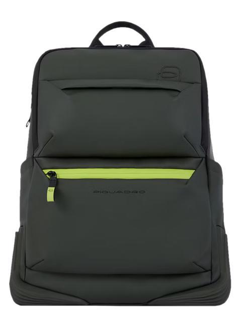 PIQUADRO CORNER Rucksack aus gummiertem Stoff, 14-Zoll-Laptophalter GRÜN - PC-Rucksäcke