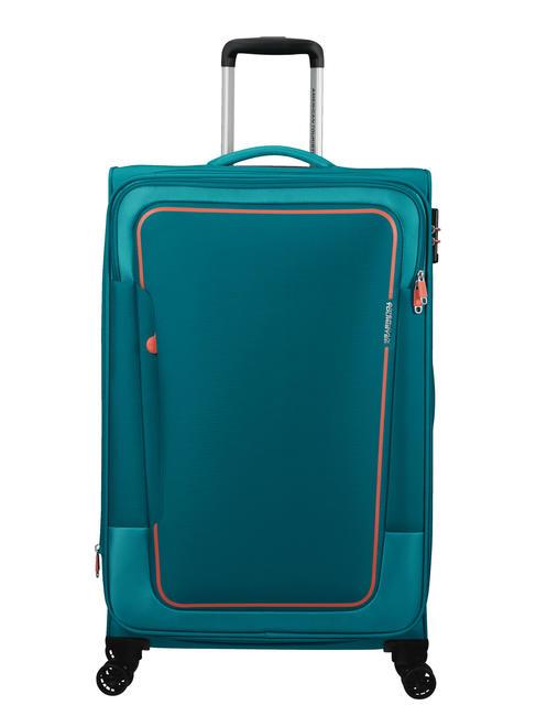 AMERICAN TOURISTER PULSONIC Großer erweiterbarer Trolley Steinblaugrün - Halbharte Trolleys