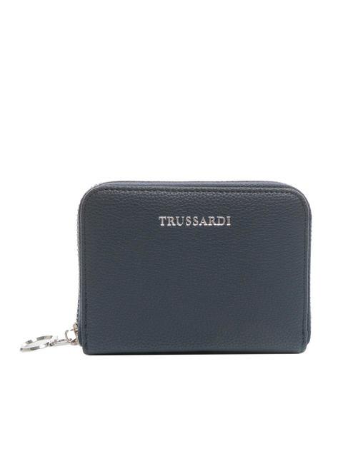 TRUSSARDI NEW IRIS Kleine Geldbörse mit umlaufendem Reißverschluss Blau - Brieftaschen Damen