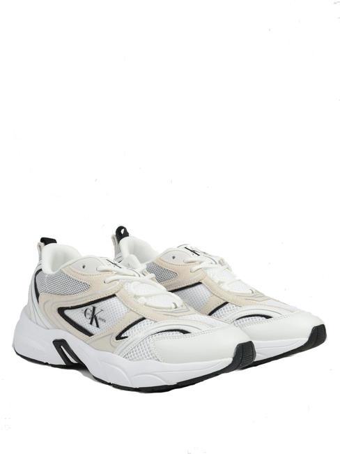 CALVIN KLEIN CK JEANS Retro Tennis Ledersneaker leuchtend weiß/schwarz - Herrenschuhe