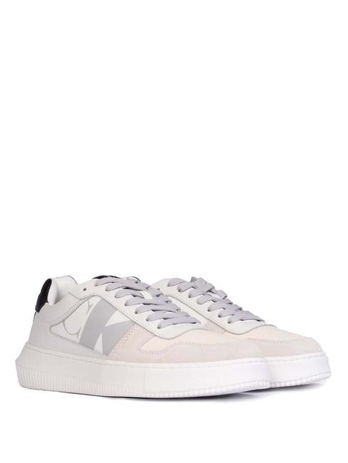 CALVIN KLEIN CK JEANS CHUNKY Ledersneaker leuchtendes Weiß/Cremeweiß/Austernfarben - Herrenschuhe