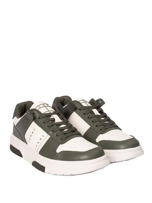 TOMMY HILFIGER TOMMY JEANS Leather Cupsole Ledersneaker Zinngrün/Ecru - Herrenschuhe