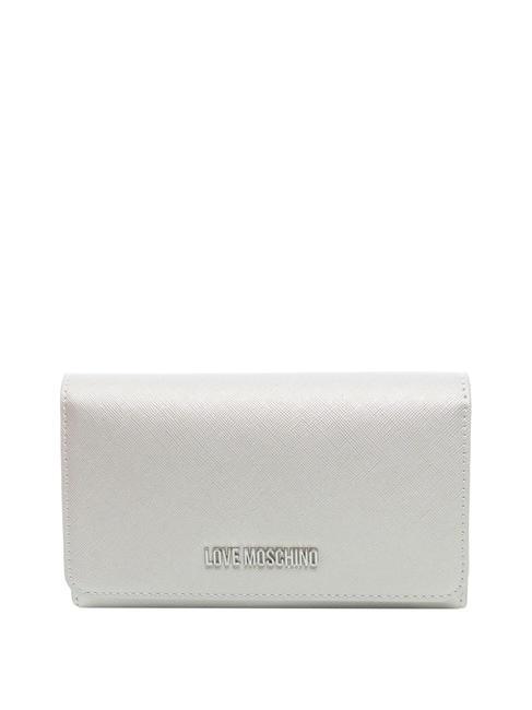 LOVE MOSCHINO LAMINATED Geldbörse / Clutch mit Schultergurt gerolltes Silber - Brieftaschen Damen