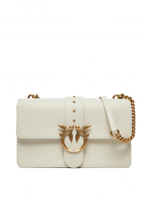 PINKO CLASSIC LOVE BAG Eine einfache Tasche Seide weiß-antikgold - Damentaschen