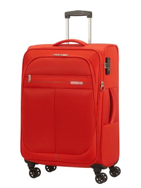 AMERICAN TOURISTER DEEP DIVE Mittelgroßer erweiterbarer Trolley rot / grau - Halbharte Trolleys