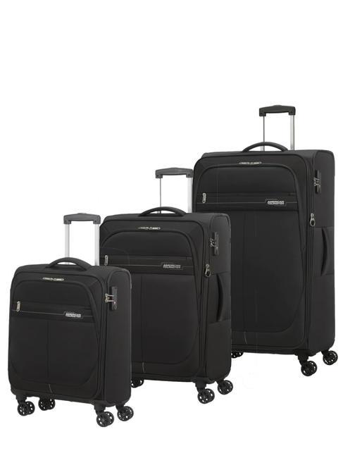 AMERICAN TOURISTER DEEP DIVE Set mit 3 Trolleys: Kabine, mittel und groß, erweiterbar schwarzgrau - Trolleyset