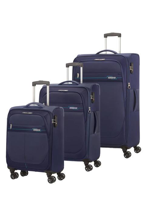 AMERICAN TOURISTER DEEP DIVE Set mit 3 Trolleys: Kabine, mittel und groß, erweiterbar Navy blau - Trolleyset
