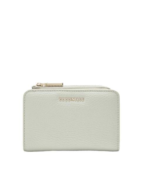 COCCINELLE METALLIC SOFT Kleine Geldbörse aus strukturiertem Leder Seladongrün - Brieftaschen Damen