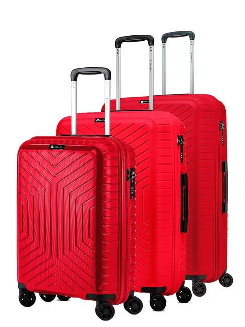 R RONCATO HEXA Set mit 3 Trolleys: Kabine + mittel + groß rot - Trolleyset