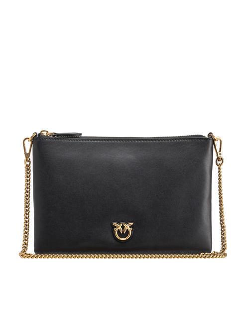 PINKO FLAT CLASSIC Clutch mit Kettenschulterriemen schwarz-antikgold - Damentaschen