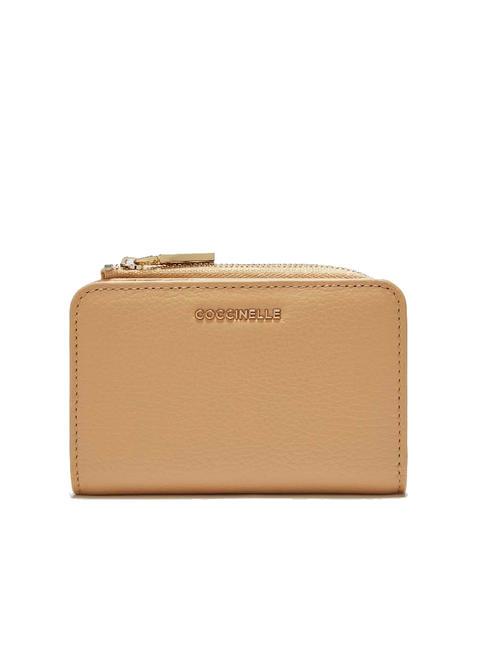 COCCINELLE METALLIC SOFT Kleine Geldbörse aus strukturiertem Leder frisches Beige - Brieftaschen Damen