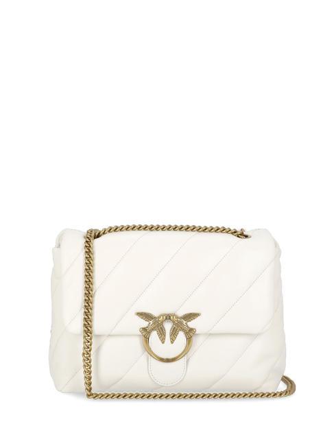 PINKO BIG LOVE PUFF Tasche aus Nappaleder Seide weiß-antikgold - Damentaschen