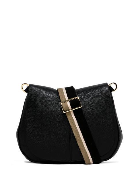 GIANNI CHIARINI HELENA ROUND Ledertasche mit doppeltem Schultergurt Schwarz - Damentaschen