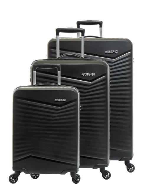 AMERICAN TOURISTER JETDRIVER 2.0 Set mit 3 Trolleys: Kabine, mittel, groß SCHWARZ - Trolleyset