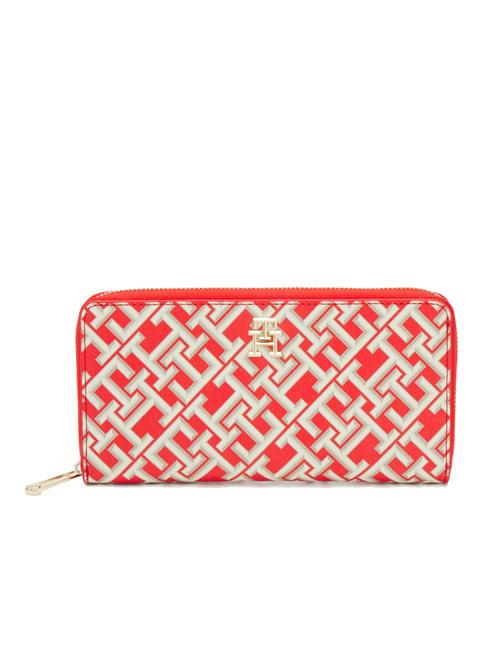 TOMMY HILFIGER ICONIC TOMMY MONOGRAM Große Geldbörse mit umlaufendem Reißverschluss heftiges Rot - Brieftaschen Damen