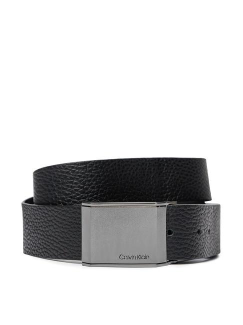 CALVIN KLEIN BEVELED PLAQUE Hergestellt in Italien Ledergürtel ckschwarz - Gürtel