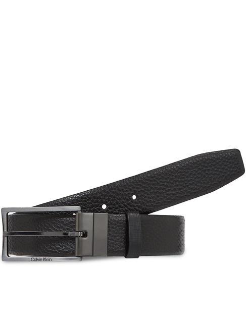 CALVIN KLEIN SLIM FRAME TEX Wendegürtel aus Leder schwarzer Kieselstein/schwarzes Karo - Gürtel