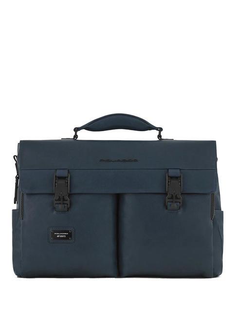 PIQUADRO HARPER 15,6-Zoll-Laptop-Aktentasche aus Leder Blau - Arbeitstaschen