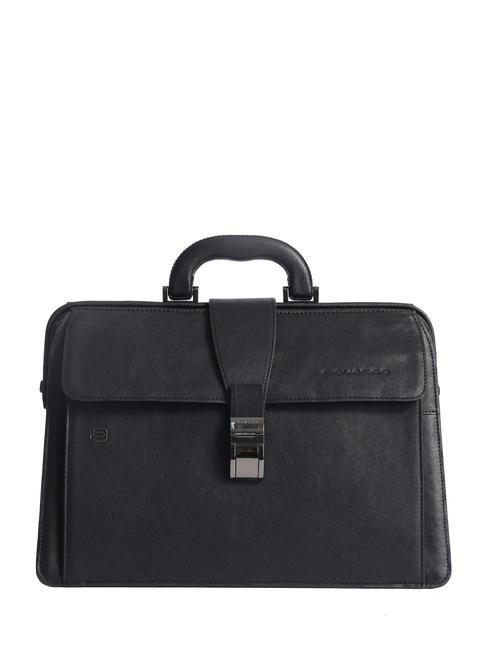 PIQUADRO BLACK SQUARE Arzttasche aus Leder, 13-Zoll-PC-Halterung Schwarz - Arbeitstaschen