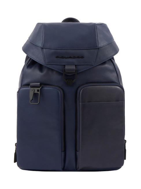 PIQUADRO FINN  14-Zoll-PC-Rucksack aus Leder Blau - PC-Rucksäcke