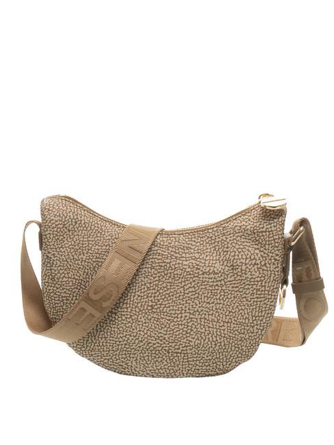 BORBONESE HOBO LUNA MINI ECO LINE Schultertasche beiger Meer - Damentaschen