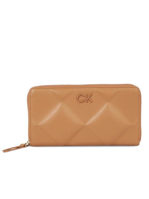 CALVIN KLEIN RE-LOCK QUILT Große Geldbörse mit umlaufendem Reißverschluss brauner Zucker - Brieftaschen Damen