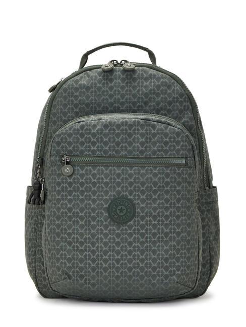 KIPLING SEOUL L 15 "Laptop-Rucksack Schild grün geprägt - Rucksäcke für Schule &amp; Freizeit