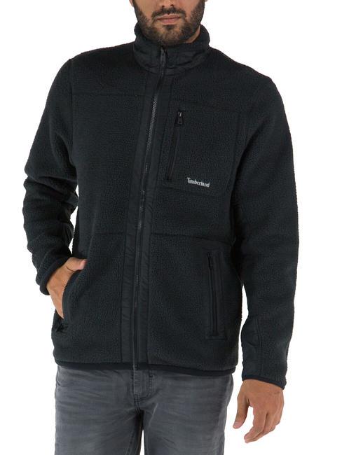 TIMBERLAND MIX MEDIA Fleece-Sweatshirt mit durchgehendem Reißverschluss SCHWARZ - Sweatshirts Herren