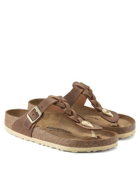 BIRKENSTOCK GIZEH Flip-Flops aus Leder Cognac - Damenschuhe