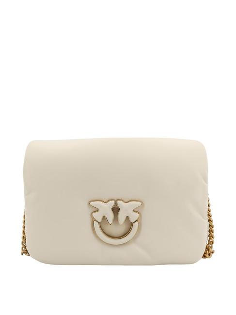 PINKO LOVE CLICK PUFF CLASSIC Umhängetasche aus Leder Weiß + Weißblockfarbe - Damentaschen