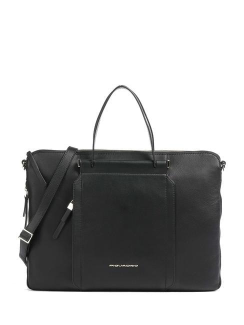 PIQUADRO CIRCLE 14-Zoll-Laptoptasche aus Leder Schwarz - Arbeitstaschen