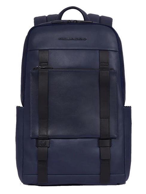 PIQUADRO DAVID Lederrucksack für 14-Zoll-Laptop Blau - PC-Rucksäcke