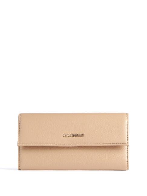 COCCINELLE METALLIC SOFT Geldbörse aus strukturiertem Leder getoastet - Brieftaschen Damen