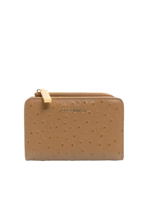 COCCINELLE METALLIC OSTRICH Mittelgroße Geldbörse aus bedrucktem Leder Haselnuss - Brieftaschen Damen