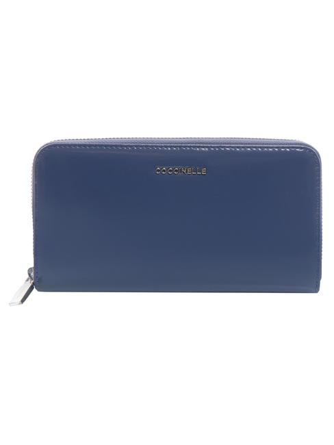 COCCINELLE METALLIC OLD SHINY CALF  Geldbörse mit umlaufendem Reißverschluss Blaubeere - Brieftaschen Damen