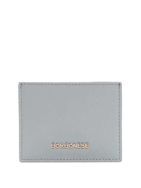 BORBONESE LETTERING Flacher Kartenhalter aus Leder Grau - Brieftaschen Damen
