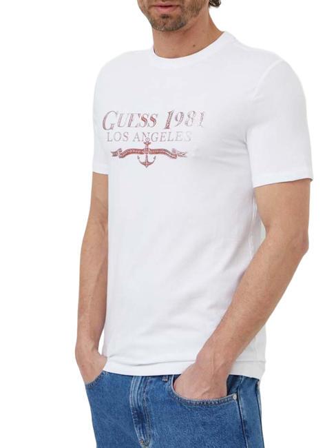 GUESS 1981 TRIANGLE T-Shirt aus Stretch-Baumwolle purweiß - Herren-T-Shirts