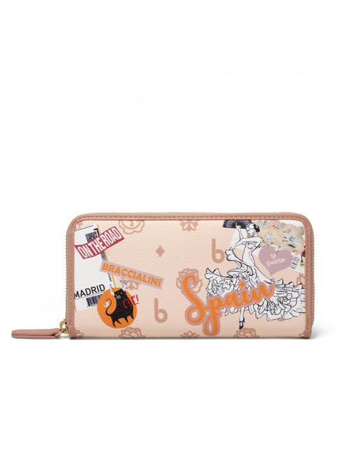 BRACCIALINI CARTOLINE Große Geldbörse mit umlaufendem Reißverschluss multi - Brieftaschen Damen