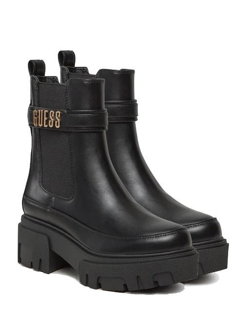 GUESS YELMA Stiefeletten mit metallischem Logo SCHWARZ - Damenschuhe