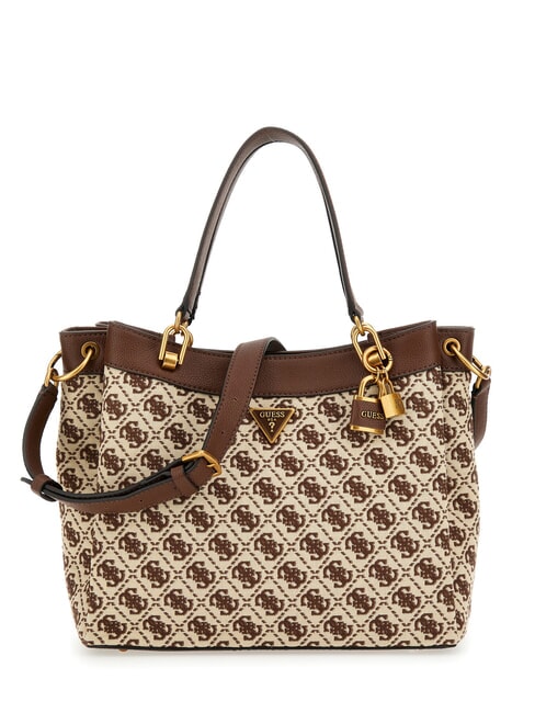 GUESS SHEMARA Jacquard-Tasche mit Schultergurt braun - Damentaschen