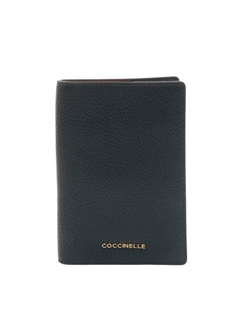 COCCINELLE METALLIC SOFT Passhülle aus strukturiertem Leder Mitternachtsblau - Reisezubehör