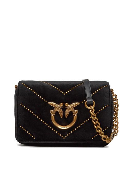 PINKO LOVE CLICK Mini-Samtbeutel mit Nieten schwarz-antikgold - Damentaschen