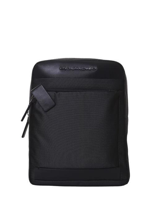 PIQUADRO KLOUT Tasche aus Leder und Stoff Blau - Umhängetaschen Herren