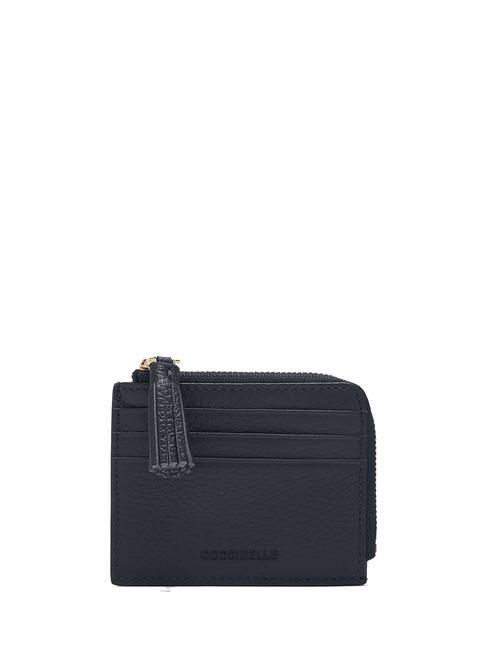 COCCINELLE TASSEL Kartenetui mit Reißverschluss aus gehämmertem Leder Mitternachtsblau - Brieftaschen Damen