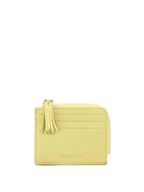 COCCINELLE TASSEL Kartenetui mit Reißverschluss aus gehämmertem Leder Kalkwäsche - Brieftaschen Damen