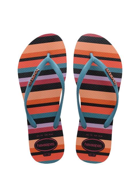 HAVAIANAS SLIM PATCHWORK Flip-Flops beige stroh/blau - Damenschuhe