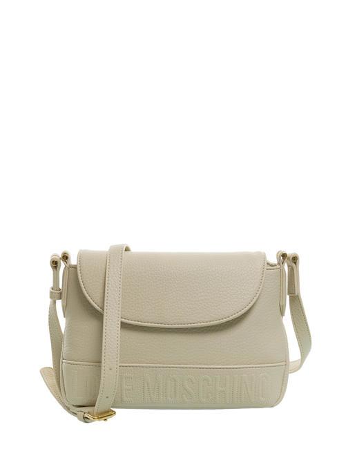 LOVE MOSCHINO EMBROIDERED LOGO Tasche mit Schulterklappe Elfenbein - Damentaschen