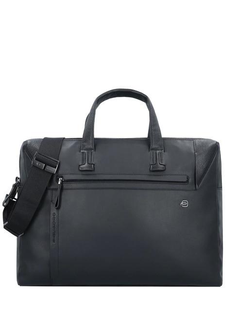 PIQUADRO PAN  15,6-Zoll-Laptop-Aktentasche aus Leder Schwarz - Arbeitstaschen