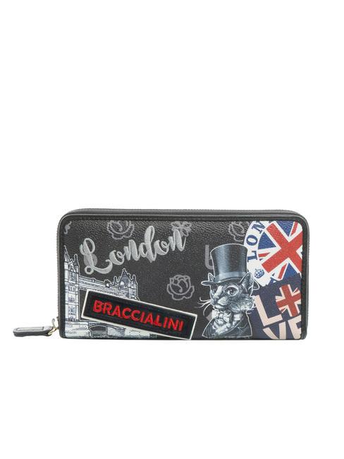 BRACCIALINI CARTOLINE LONDON Große Geldbörse mit umlaufendem Reißverschluss multi - Brieftaschen Damen